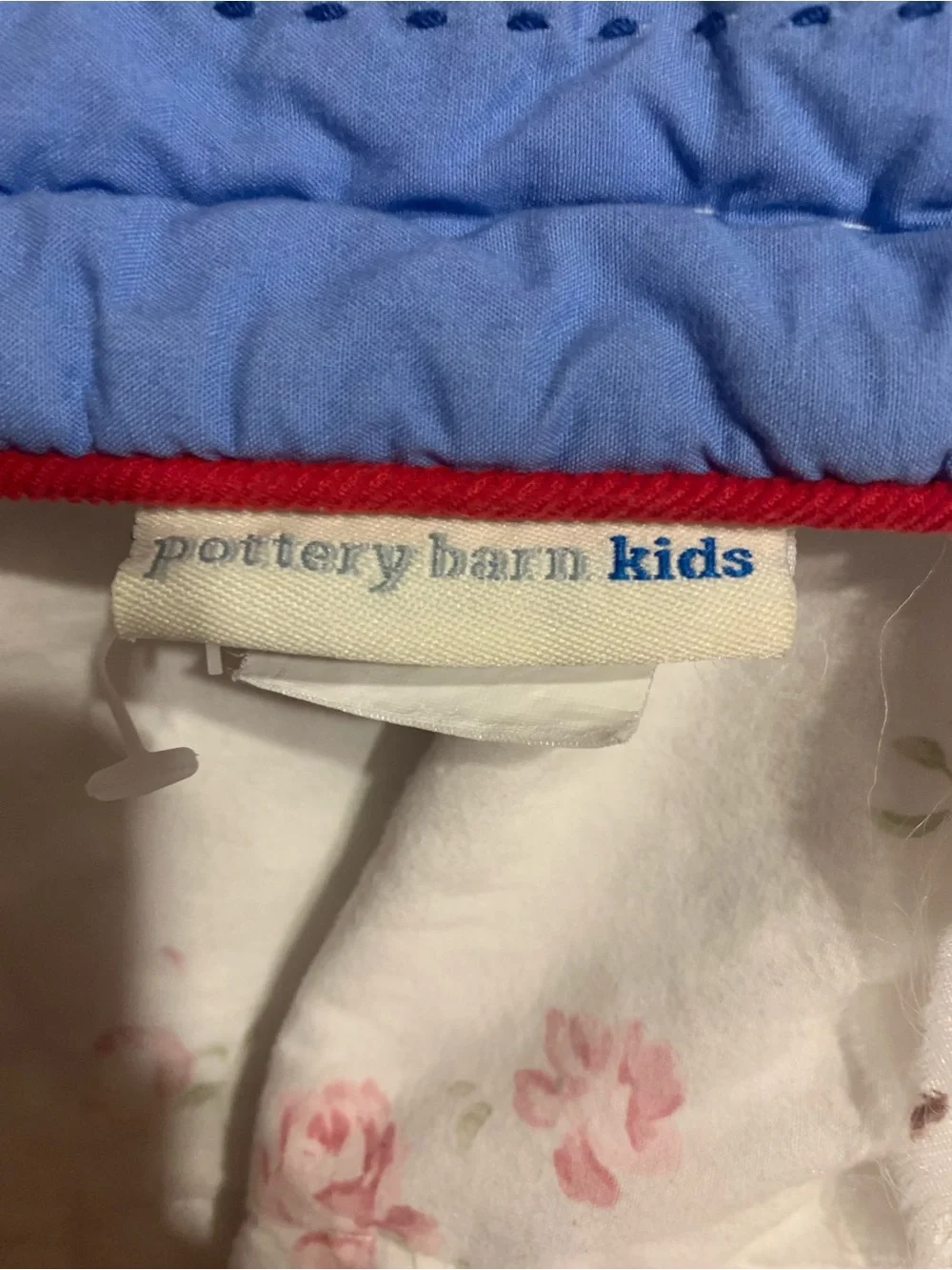 Pottery Barn Kids Toddler Quilt 36x50 Appliqué Trains Railroad Reverses Blue